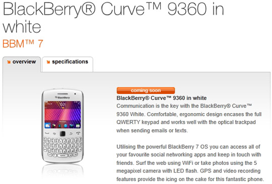 Blackberry Curve 9360 White Images