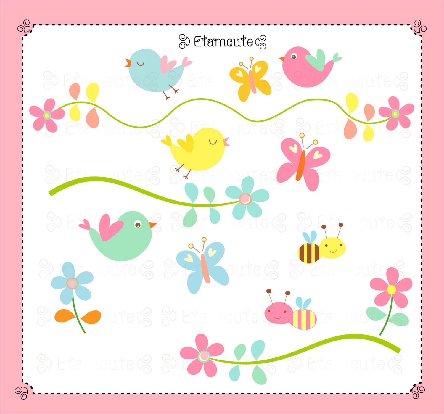 Butterflies And Flowers Clipart
