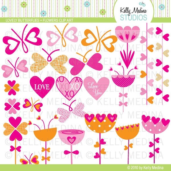 Butterflies And Flowers Clipart