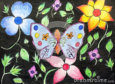Butterflies And Flowers Drawing