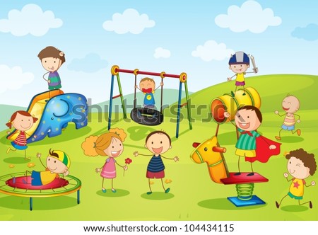 Children Playing At School Cartoon
