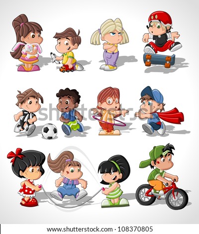 Children Playing With Toys Cartoon