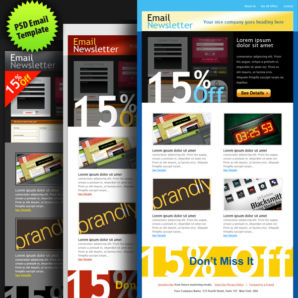 Email Newsletter Templates Psd
