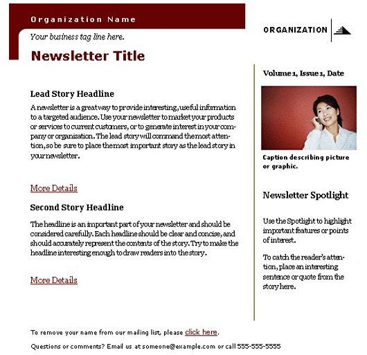 Free Email Newsletter Templates For Microsoft Word