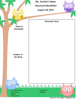 Newsletter Templates For Teachers To Parents