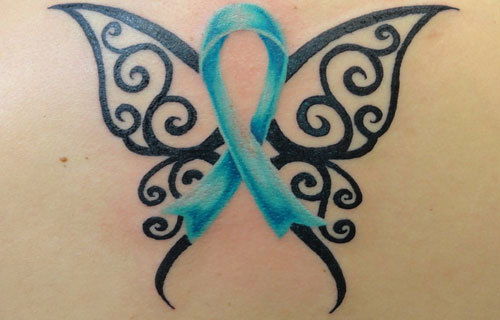 Pancreatic Cancer Ribbon Tattoo Designs