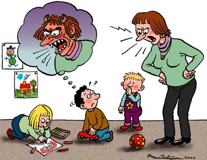 School Children Playing Cartoon